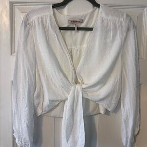 BCBGeneration White Tie-Front Long Sleeve Blouse Top